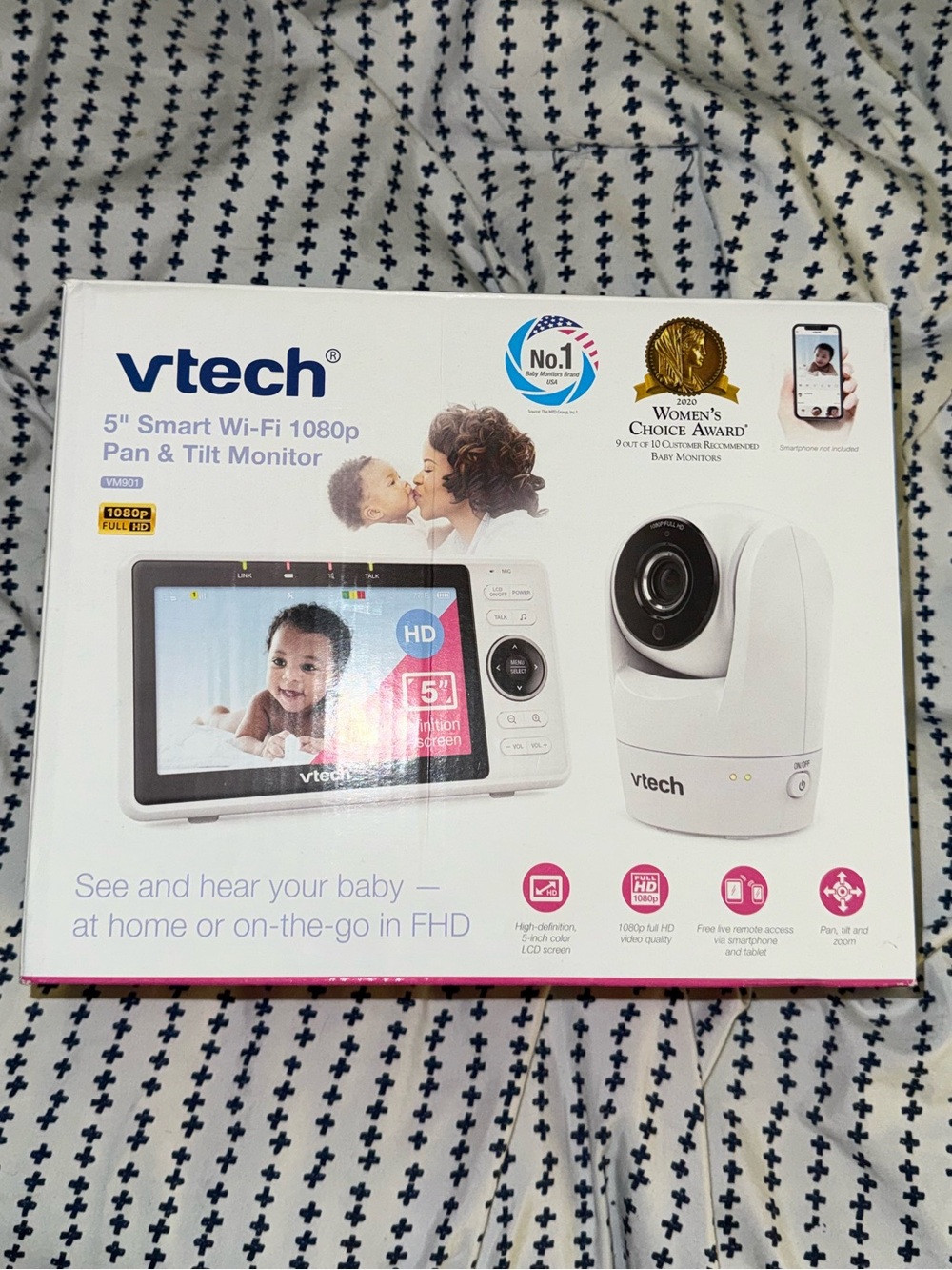 Vtech 5 smart wifi 1080p pan and tilt baby monitor